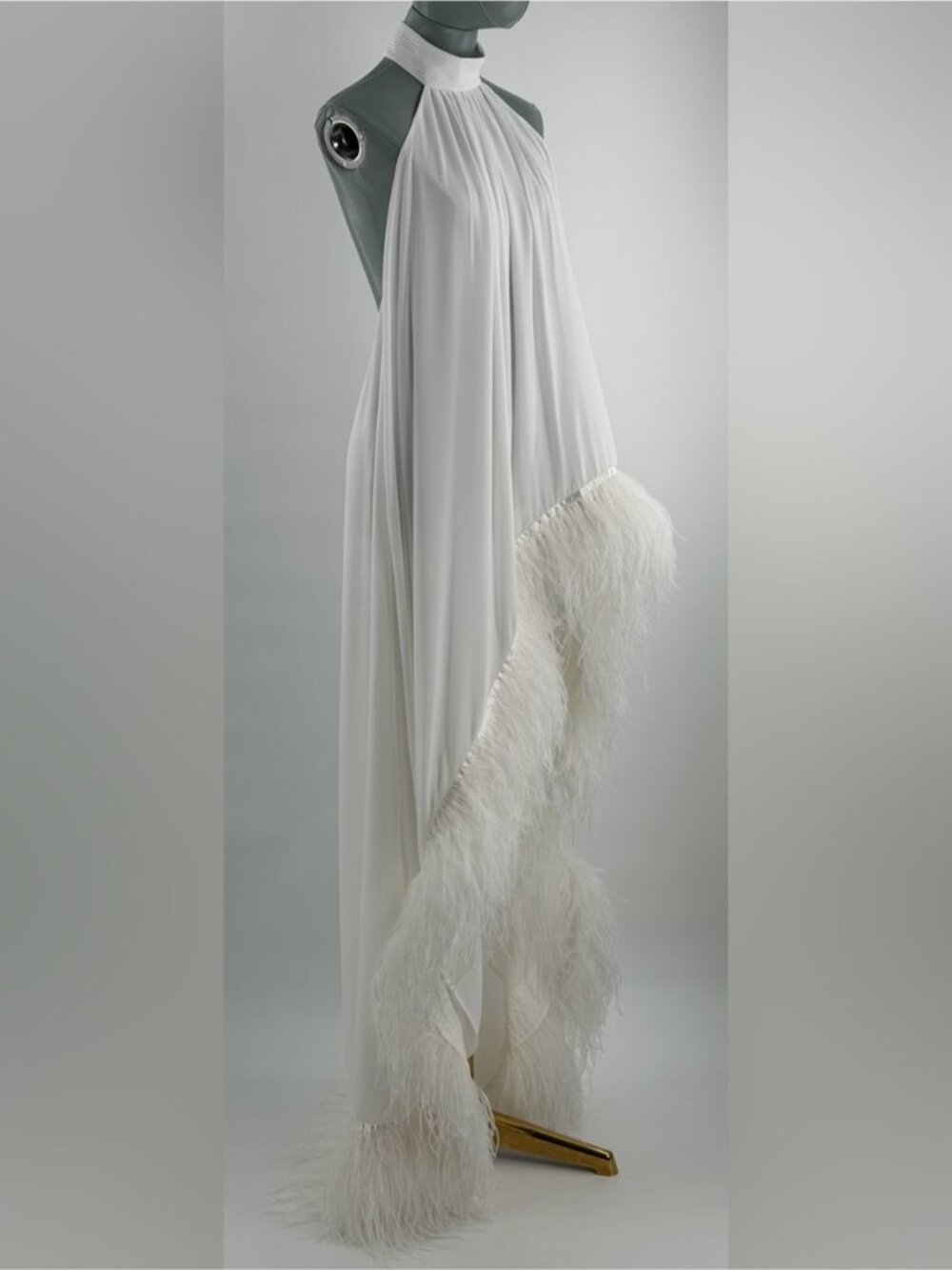 🆕 BRONX & BANCO 🧿 NWOT Madeline Halterneck Feathered Gown, White - Sz XS US 2 - Picture 9 of 13